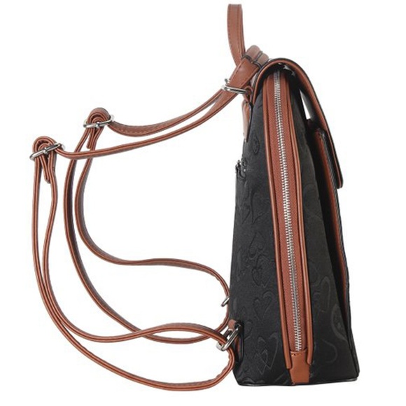 RIMEN & Co Brown Heart Embossed Backpack & Wallet